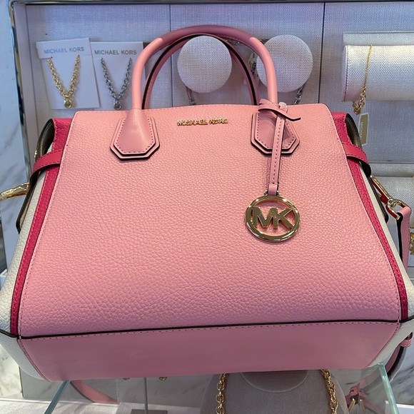 MICHAEL KORS
Mercer Medium Top Zip Color-Block Belted Satchel Crossbody Purse - Picture 14 of 16